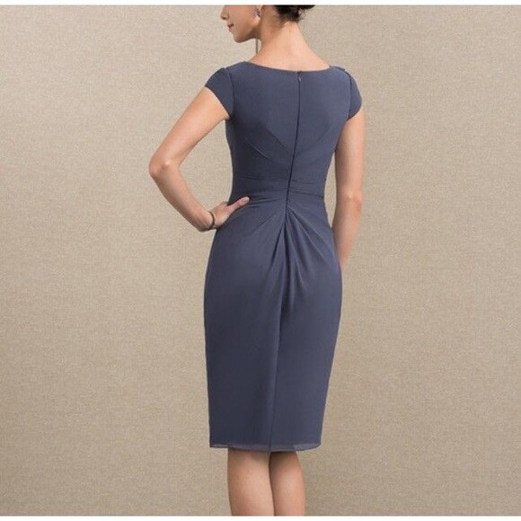 JJs House Sheath Chiffon Dress Stormy Blue Jeweled 192772 164084 NWT - Size 12 - Picture 2 of 16